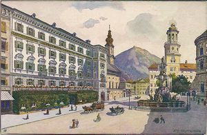 Gemälde mit dem Residenzplatz im Hintergrund - 1910